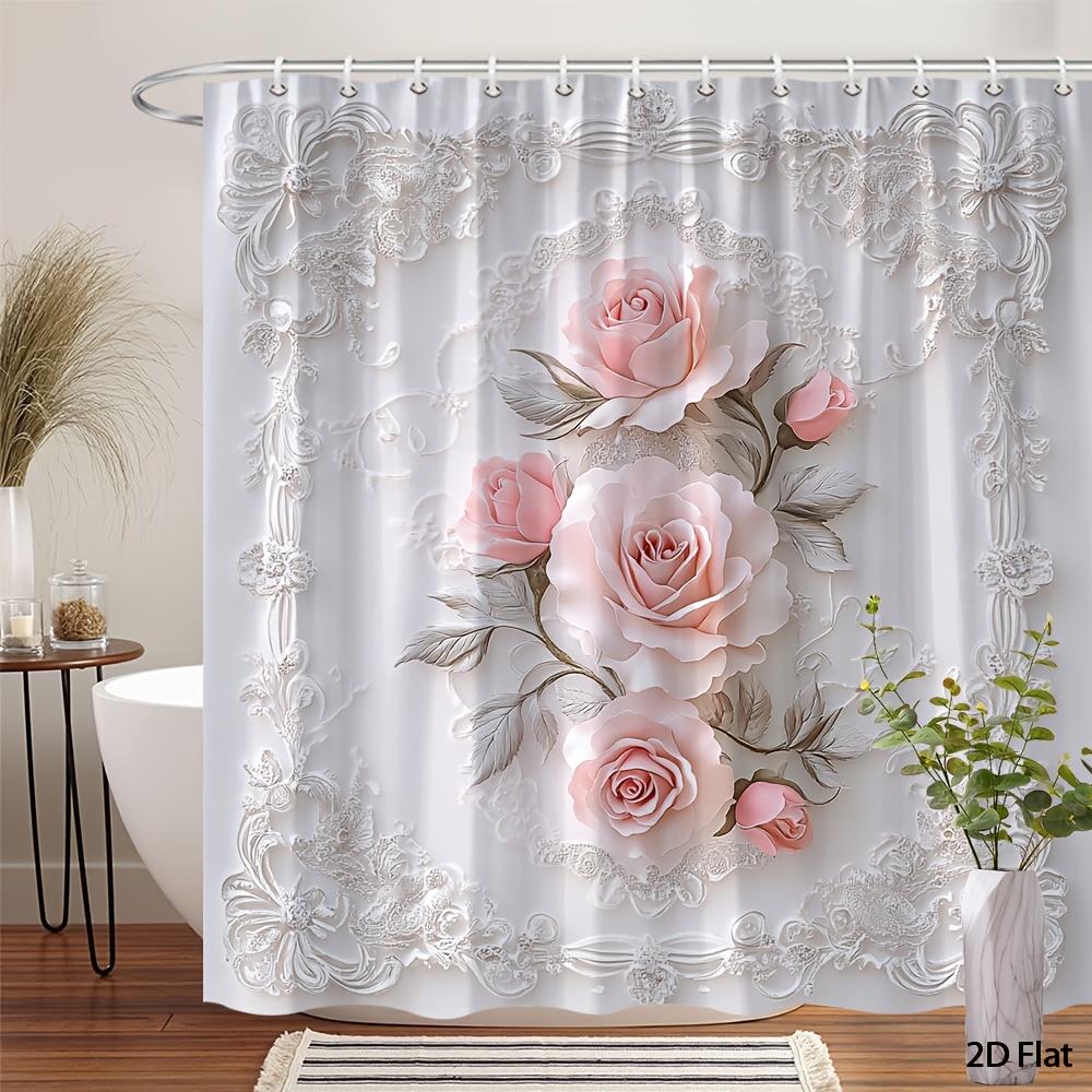 Vintage Romantic Floral Shower Curtain - Pink Roses Silver Leaves Lace Design - Indoor Home Bathroom Decor Art Bath Curtain W60H190(CM)-1 Pcs
Vintage Romantic Floral Shower Curtain - Pink Roses Silver Leaves Lace Design - Indoor Home Bathroom Decor Art Bath Curtain W60H190(CM)-1 Pcs