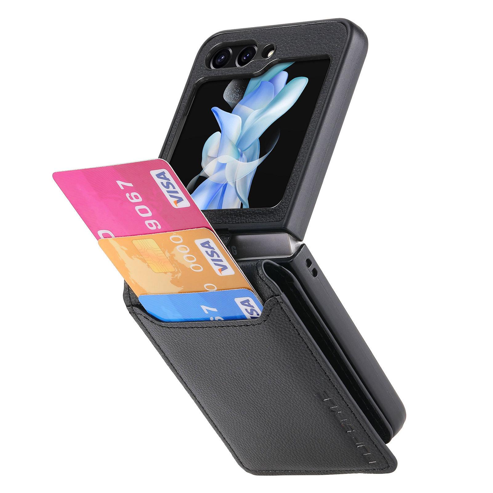 For Samsung Galaxy Z Flip5 5G Litchi Texture PU Leather+PC Phone Case Card Slot Kickstand Cover with Finger Ring Black
For Samsung Galaxy Z Flip5 5G Litchi Texture PU Leather+PC Phone Case Card Slot Kickstand Cover with Finger Ring Black