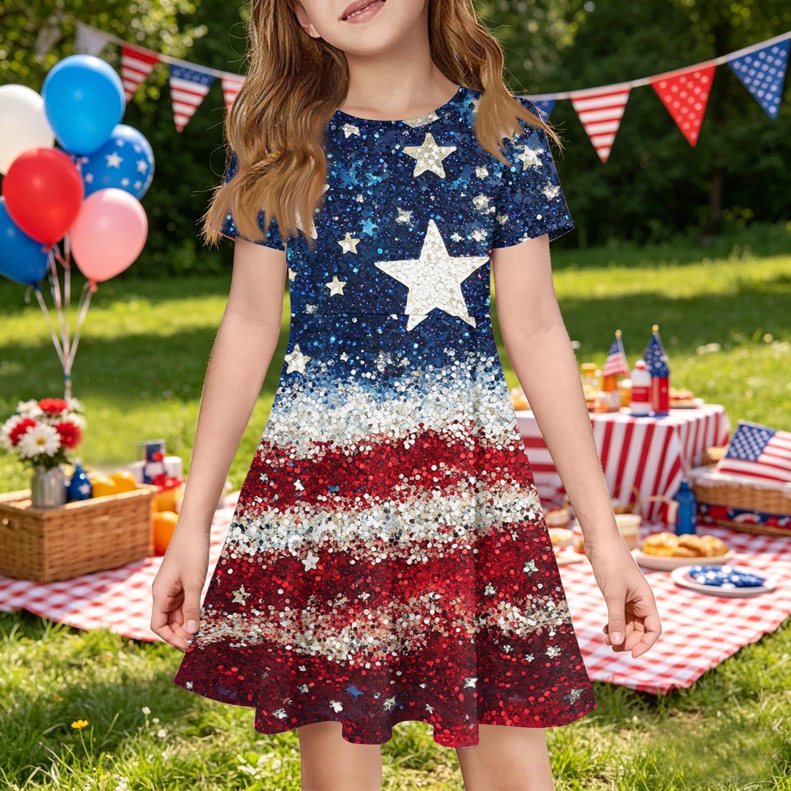 Girls Short Sleeve Dress with Pocket Independence Day Inspired Print Casual Fit and Flare Summer Dress for Kids 140 винный
Girls Short Sleeve Dress with Pocket Independence Day Inspired Print Casual Fit and Flare Summer Dress for Kids 140 винный