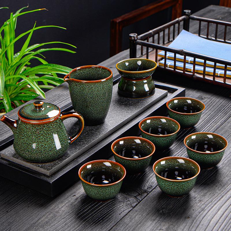 Kiln-Changed Kung Fu Tea Set, Ceramic Brushed Teapot, Tea Cup Gift Box, Dragon Boat Festival Jianzhan Gift Business Activities 10 green rabbit hair teapots
Kiln-Changed Kung Fu Tea Set, Ceramic Brushed Teapot, Tea Cup Gift Box, Dragon Boat Festival Jianzhan Gift Business Activities 10 green rabbit hair teapots