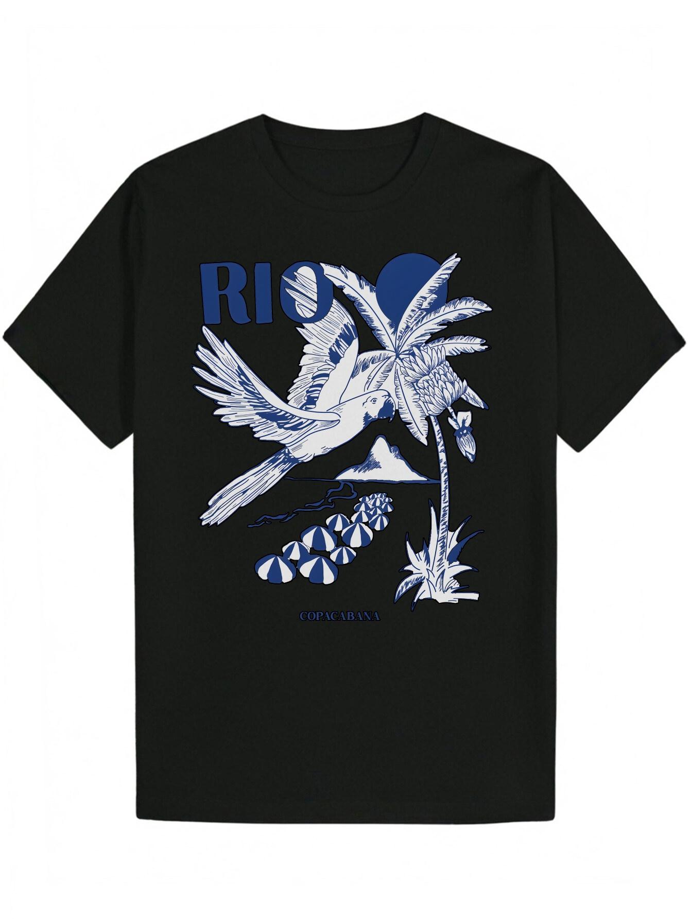 Tropical Graphic T-shirt - Black with Blue Palm Trees & Bird Design - Lightweight Breathable Polyester Shirt for Beach Vacation S
Tropical Graphic T-shirt - Black with Blue Palm Trees & Bird Design - Lightweight Breathable Polyester Shirt for Beach Vacation S