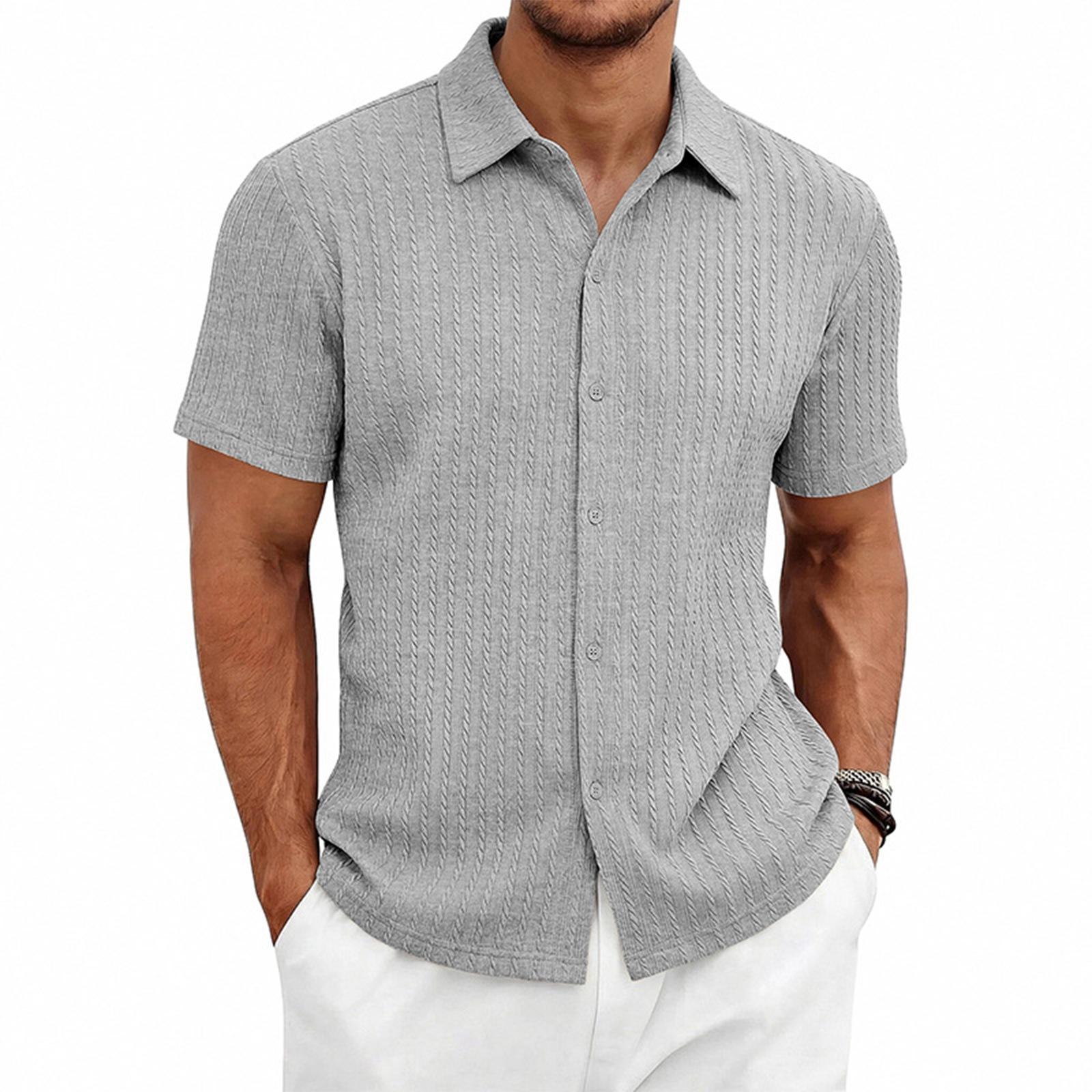 Men Short Sleeve Knitted Button Down Shirt with Pattern Classic Fit Casual Collared Top for Summer Daily Wear M
Men Short Sleeve Knitted Button Down Shirt with Pattern Classic Fit Casual Collared Top for Summer Daily Wear M