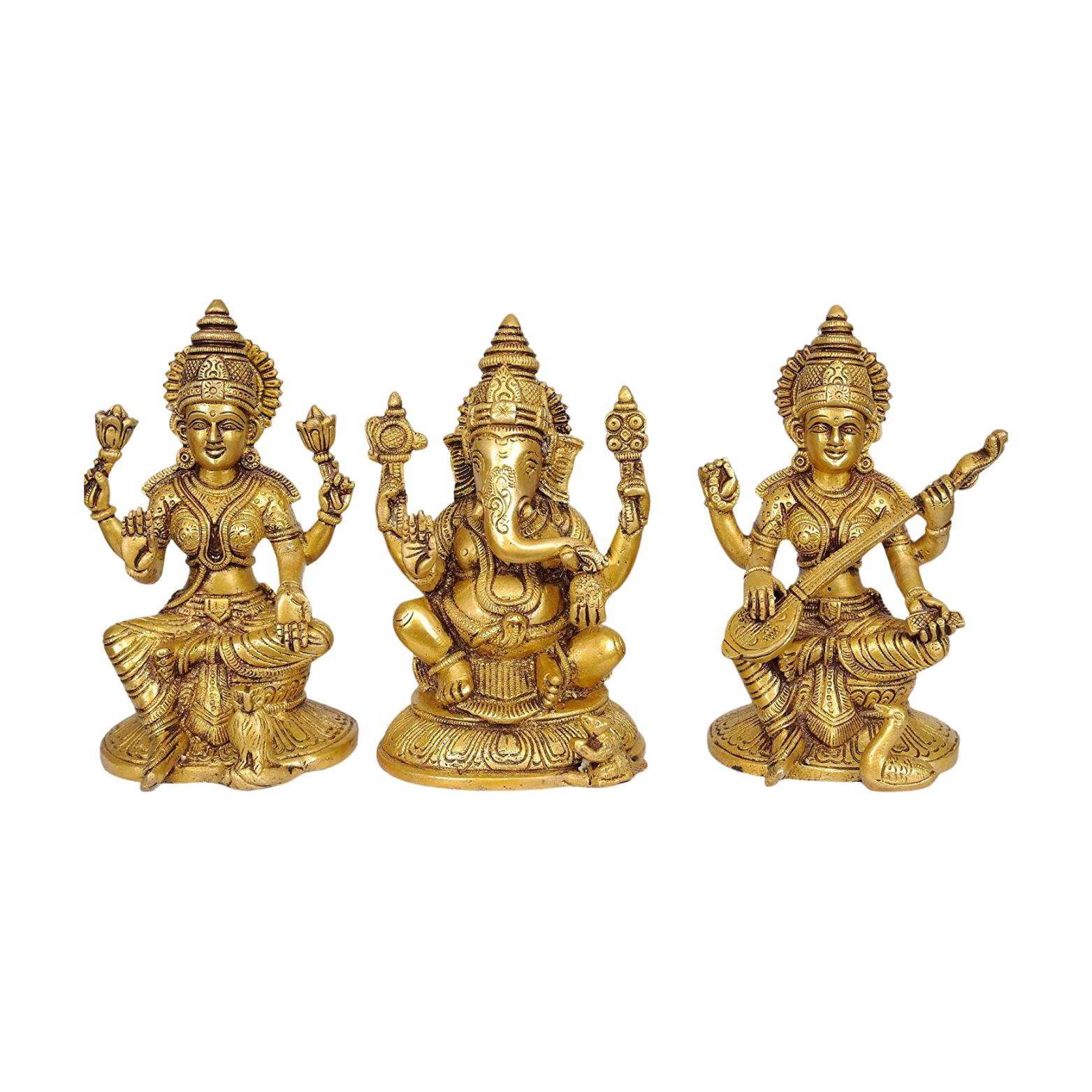 Pure Brass Lakshmi Ganesha & Saraswati Statue, Ganesh Ganpati Bappa Murti
Pure Brass Lakshmi Ganesha & Saraswati Statue, Ganesh Ganpati Bappa Murti