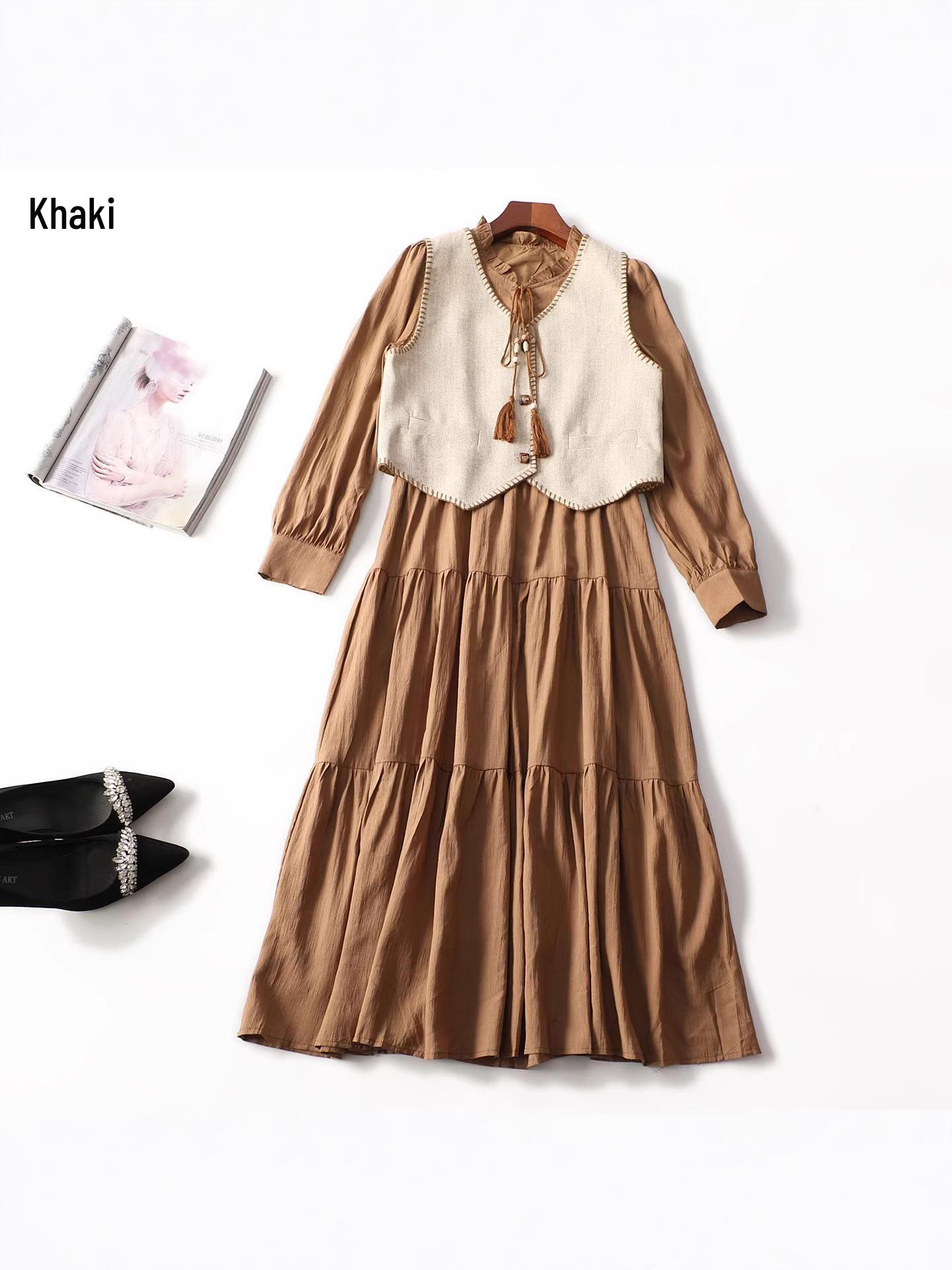 Spring Single-Breasted Vest & Long Skirt Set L хаки
Spring Single-Breasted Vest & Long Skirt Set L хаки