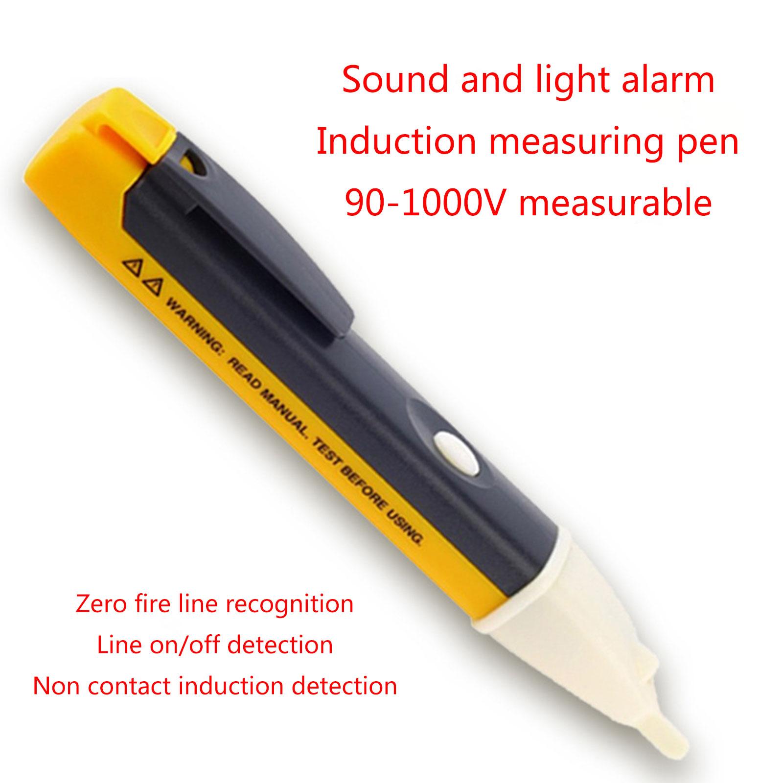 Non-Contact Voltage Tester Pen AC90V-1000V LED Flashlight Buzzer Alarm for Live/Null Wire Judgment
Non-Contact Voltage Tester Pen AC90V-1000V LED Flashlight Buzzer Alarm for Live/Null Wire Judgment