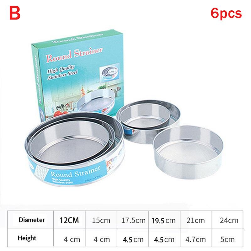 6 Pcs Stainless Steel Flour Sieve 60 Mesh Thickened Sesame Baking Tools Holding Ultrafine Flours Sift Kitchen Cake Accessories
6 Pcs Stainless Steel Flour Sieve 60 Mesh Thickened Sesame Baking Tools Holding Ultrafine Flours Sift Kitchen Cake Accessories
