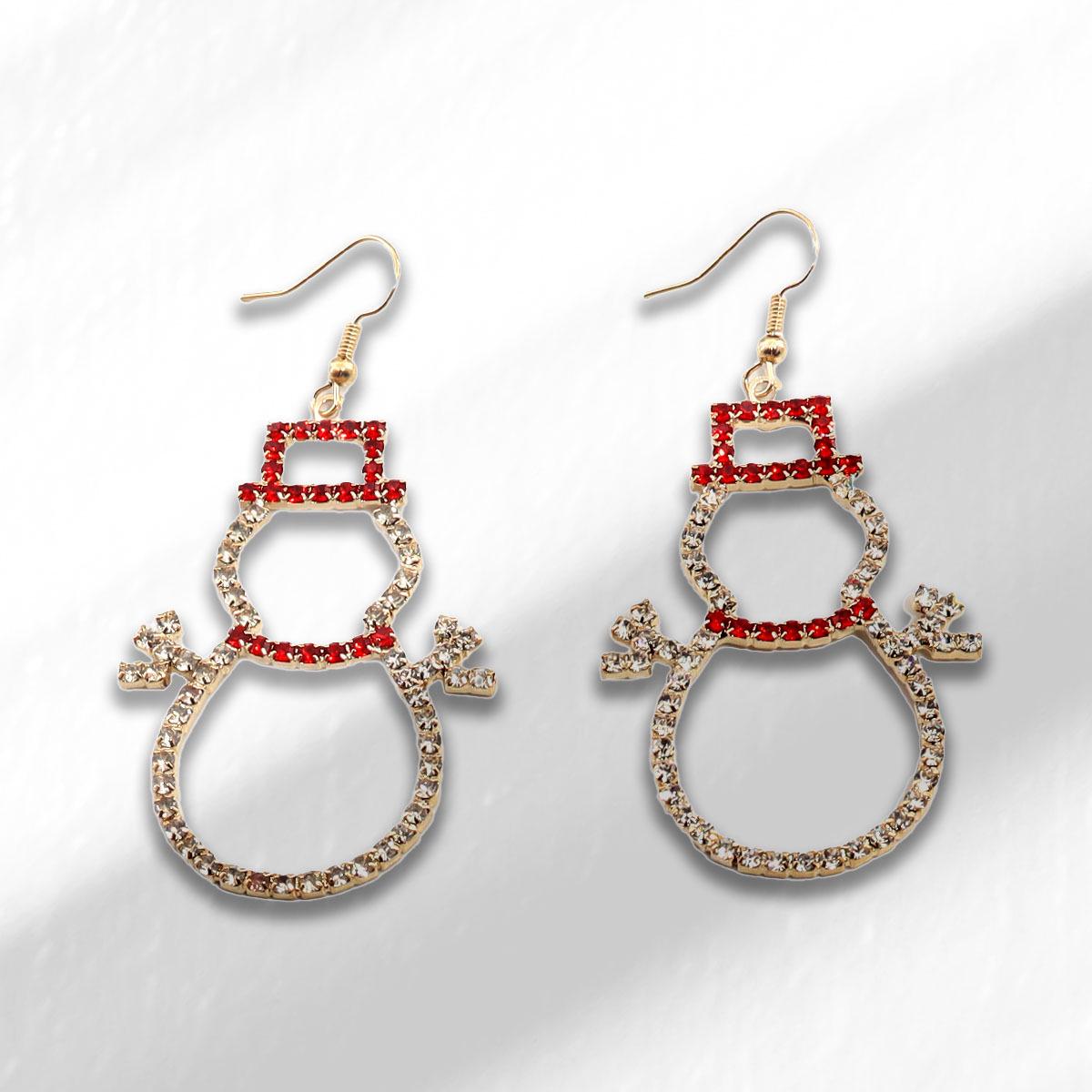 Elegant Snowman Rhinestone Earrings - Festive Christmas & New Year Accessory
Elegant Snowman Rhinestone Earrings - Festive Christmas & New Year Accessory