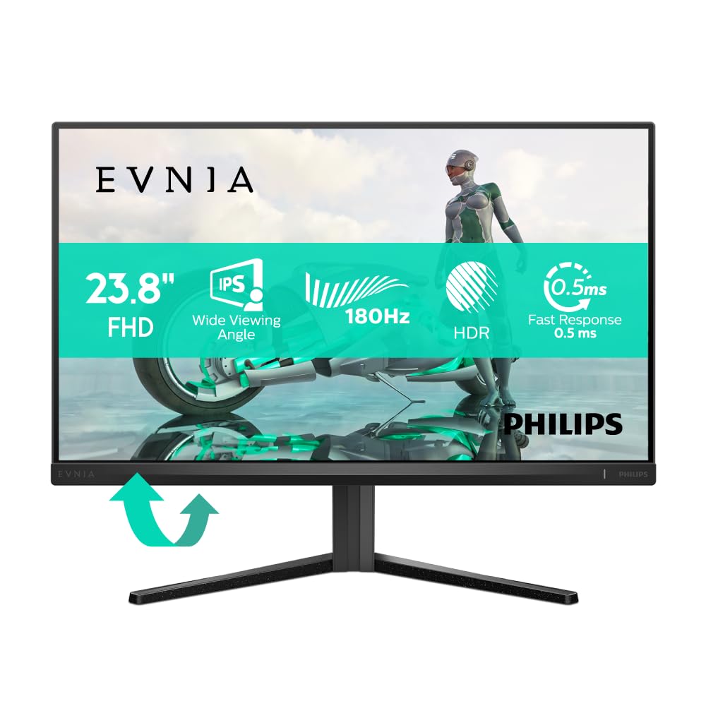 PHILIPS EVNIA Gaming Monitor (23.8 inch180HzFull HDFast IPSUltra high speed 0.5msHDR10Adaptive Sync5 year warrantyTiltHDMI2.0 x 1, DisplayPort 1.4 x
PHILIPS EVNIA Gaming Monitor (23.8 inch180HzFull HDFast IPSUltra high speed 0.5msHDR10Adaptive Sync5 year warrantyTiltHDMI2.0 x 1, DisplayPort 1.4 x