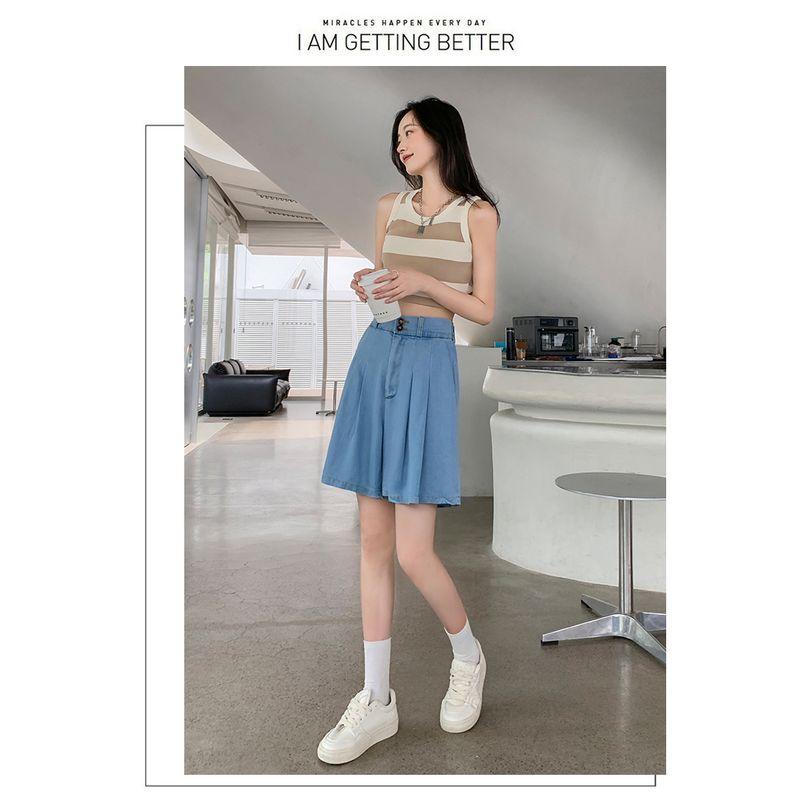 Маленький размер плюс женская одежда Студентка А-силуэт Плиссированная Высокая талия Тенсел Свободные Широкие штанины Джинсовые шорты Кюлоты Горячие шорты M-5XL Light blue L
Маленький размер плюс женская одежда Студентка А-силуэт Плиссированная Высокая талия Тенсел Свободные Широкие штанины Джинсовые шорты Кюлоты Горячие шорты M-5XL Light blue L