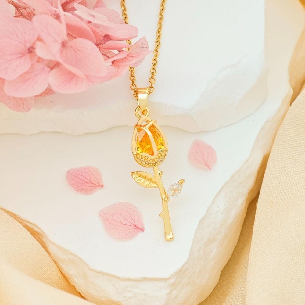 Layered Tulip Flower Pendant Necklace Elegant Stainless Steel Choker Zircon Pendant Daily Wear Style A
Layered Tulip Flower Pendant Necklace Elegant Stainless Steel Choker Zircon Pendant Daily Wear Style A