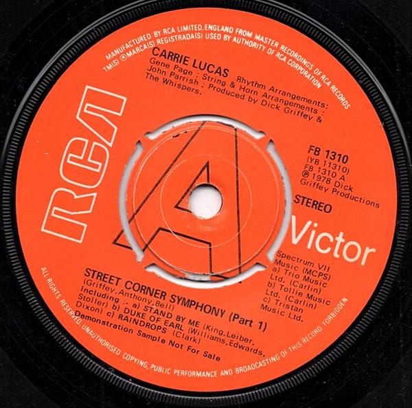 7inch Record CARRIE LUCAS - Street Corner Symphony FB1310 RCA Victor 1978 UK Soul/Funk Used
7inch Record CARRIE LUCAS - Street Corner Symphony FB1310 RCA Victor 1978 UK Soul/Funk Used