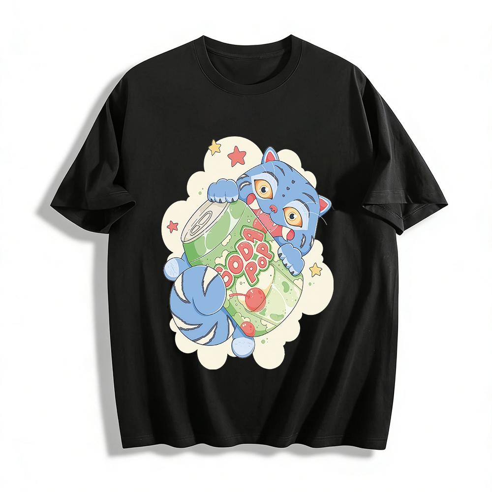 Cute Blue Cat Hugging Soda Can Print T-Shirt Unisex Casual Loose Breathable Crew Neck Short Sleeve Top Pure cotton T-shirt XXS
Cute Blue Cat Hugging Soda Can Print T-Shirt Unisex Casual Loose Breathable Crew Neck Short Sleeve Top Pure cotton T-shirt XXS