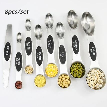 Practical Stainless Steel Double Headed Measuring Spoon 8-piece Set With Magnetic Suction And Scale Measuring Spoon Baking Tool
Practical Stainless Steel Double Headed Measuring Spoon 8-piece Set With Magnetic Suction And Scale Measuring Spoon Baking Tool