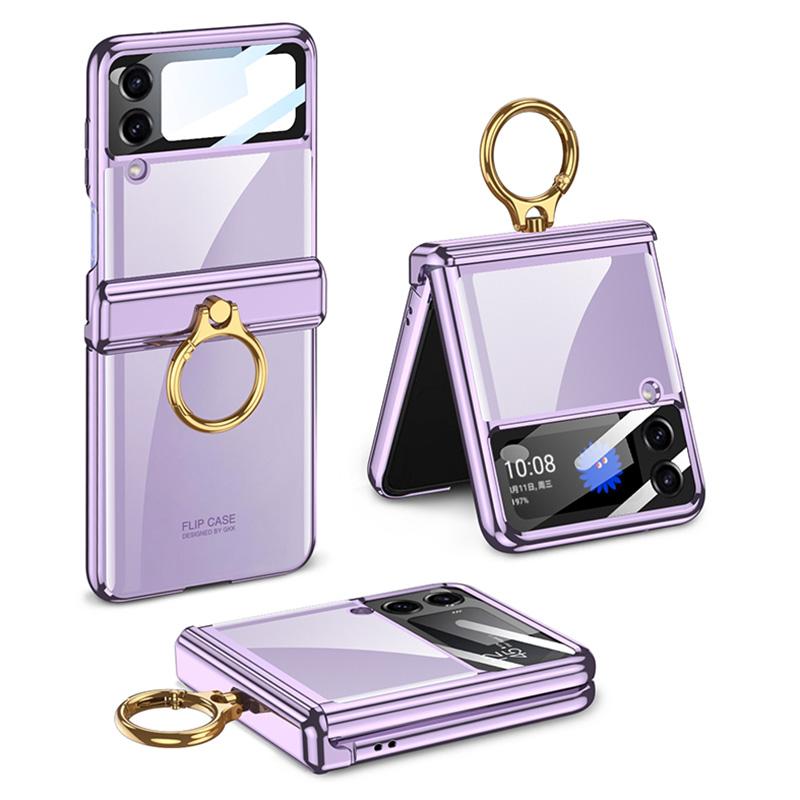 GKK For Samsung Galaxy Z Flip4 5G Ring Kickstand PC Phone Case Magnetic Hinge Anti-drop Cover with Tempered Glass Small Screen Film Purple
GKK For Samsung Galaxy Z Flip4 5G Ring Kickstand PC Phone Case Magnetic Hinge Anti-drop Cover with Tempered Glass Small Screen Film Purple