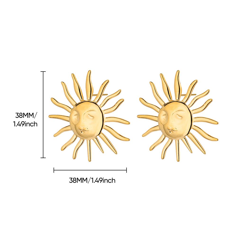 Human Face Sun Stud Earrings for Women Stainless Steel Gold Color Wedding Aesthetic Irregular Sun Earring Zircon Accessories
Human Face Sun Stud Earrings for Women Stainless Steel Gold Color Wedding Aesthetic Irregular Sun Earring Zircon Accessories