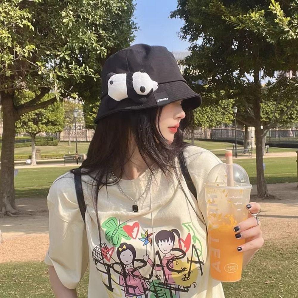 Cute Fisherman Hat Solid Color Summer Sun Hat Casual Little Panda Bucket Hat Travel чорний
Cute Fisherman Hat Solid Color Summer Sun Hat Casual Little Panda Bucket Hat Travel чорний