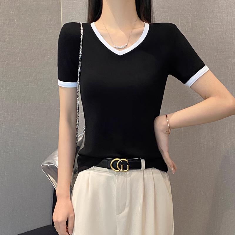 Women s V-Neck Color Block Short Sleeve T-Shirt, 2025 Spring/Summer, Slim Fit, Straight Shoulder, Low Neckline, Trendy Niche Design XXL (120-135 Jin)
Women s V-Neck Color Block Short Sleeve T-Shirt, 2025 Spring/Summer, Slim Fit, Straight Shoulder, Low Neckline, Trendy Niche Design XXL (120-135 Jin)