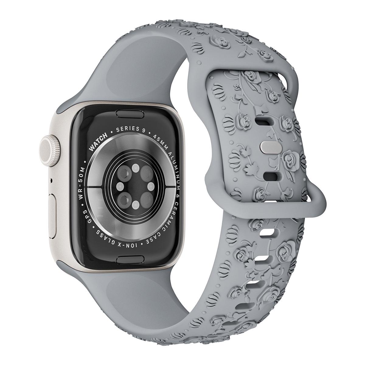 Силиконовый ремешок с тиснением в виде цветка розы для Apple Watch 9 Ultra 38/40/41/S10-42mm
Силиконовый ремешок с тиснением в виде цветка розы для Apple Watch 9 Ultra 38/40/41/S10-42mm