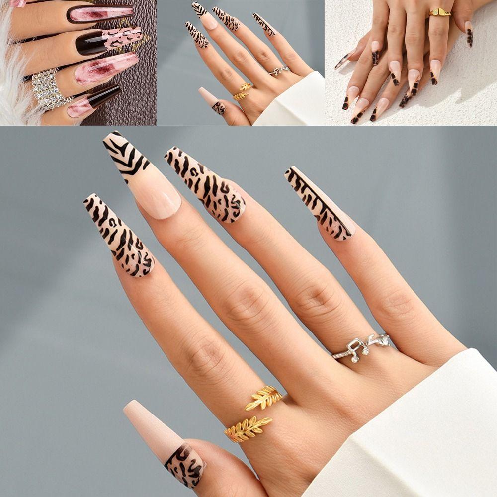 Tips Detachable Manicure DIY Fake Nails Long Ballerina False Nails Striped Leopard Print Pattern
Tips Detachable Manicure DIY Fake Nails Long Ballerina False Nails Striped Leopard Print Pattern