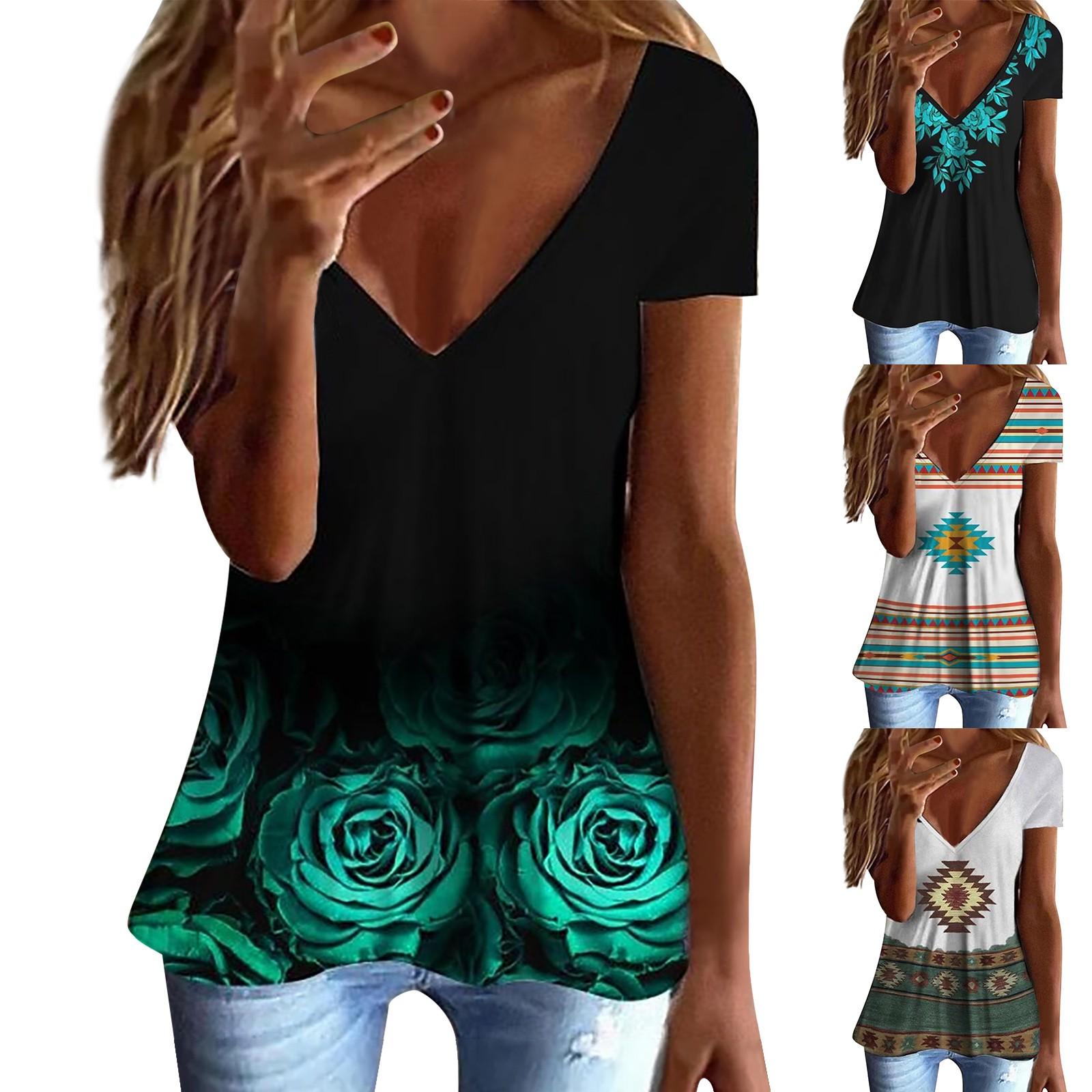 (Qunide) Women Summer Loose T-Shirt Tops Floral Print Short Sleeve V Neck Basic Fashion Tops
(Qunide) Women Summer Loose T-Shirt Tops Floral Print Short Sleeve V Neck Basic Fashion Tops