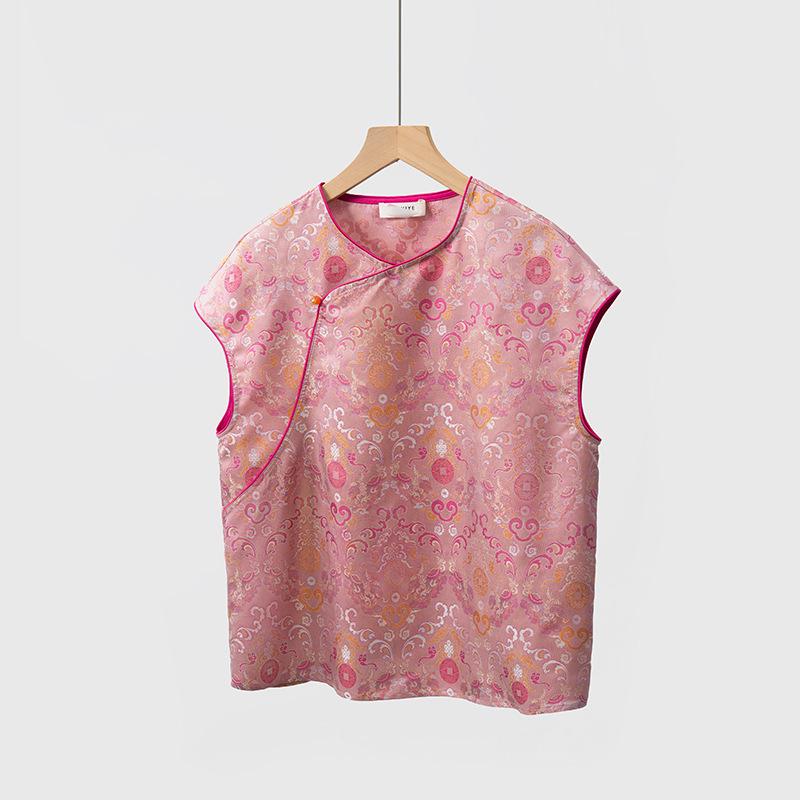 Two-Tone Mulberry Silk Chinese Short-Sleeve Top, Slimming Jacquard with Round Neck Design M
Two-Tone Mulberry Silk Chinese Short-Sleeve Top, Slimming Jacquard with Round Neck Design M