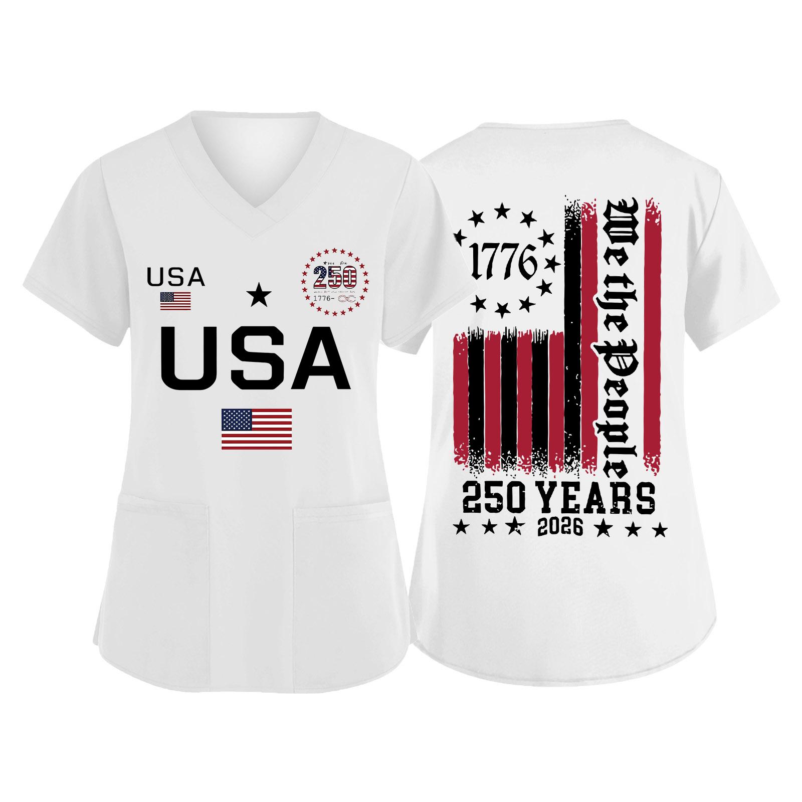 Women s V Neck Short Sleeve Work Shirt with Pockets USA Independence Day Print Medical Uniform Top for Caregivers and Healthcare Professionals XL білий
Women s V Neck Short Sleeve Work Shirt with Pockets USA Independence Day Print Medical Uniform Top for Caregivers and Healthcare Professionals XL білий