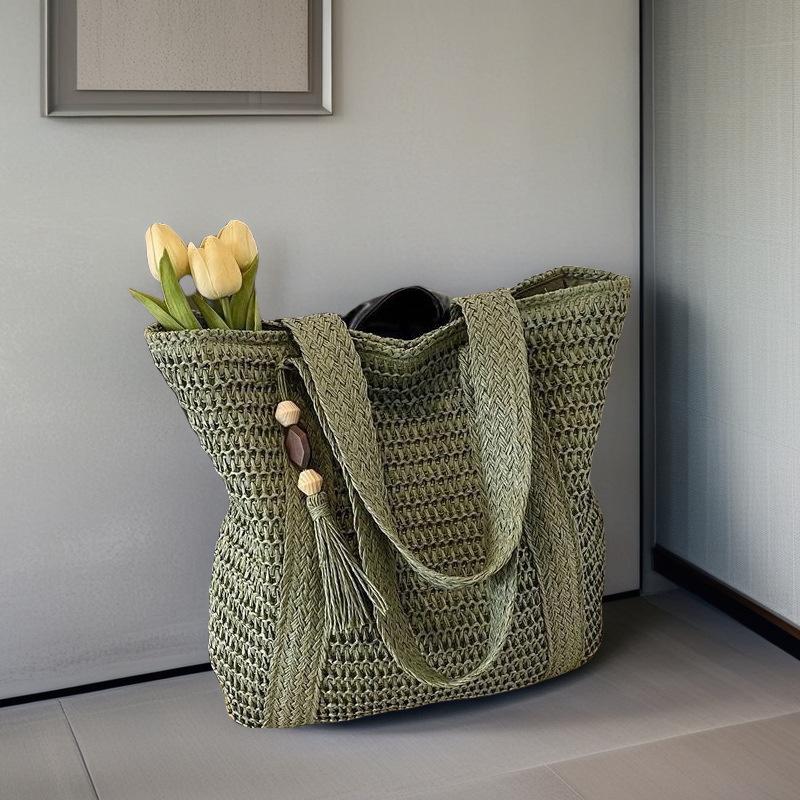 Trendy Boho Woven Straw Shoulder Bag Large Capacity Tassel Decor Beach Daily Bag зелений
Trendy Boho Woven Straw Shoulder Bag Large Capacity Tassel Decor Beach Daily Bag зелений