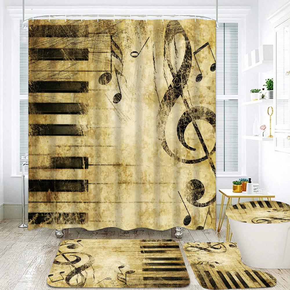 Black Music Printed Bathroom Curtain Set Waterproof Polyester Fabric Flower Shower Curtains Non-Slip Bath Mat Home Decoration W60H190(CM)-1 Pcs
Black Music Printed Bathroom Curtain Set Waterproof Polyester Fabric Flower Shower Curtains Non-Slip Bath Mat Home Decoration W60H190(CM)-1 Pcs