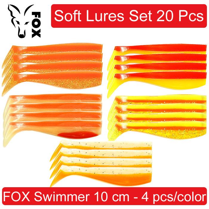 Soft Lures Set FOX SWIMMER #3, 100 мм. Набір силіконових приманок для риболовлі, віброхвости - 20 шт. 20 pcs
Soft Lures Set FOX SWIMMER #3, 100 мм. Набір силіконових приманок для риболовлі, віброхвости - 20 шт. 20 pcs