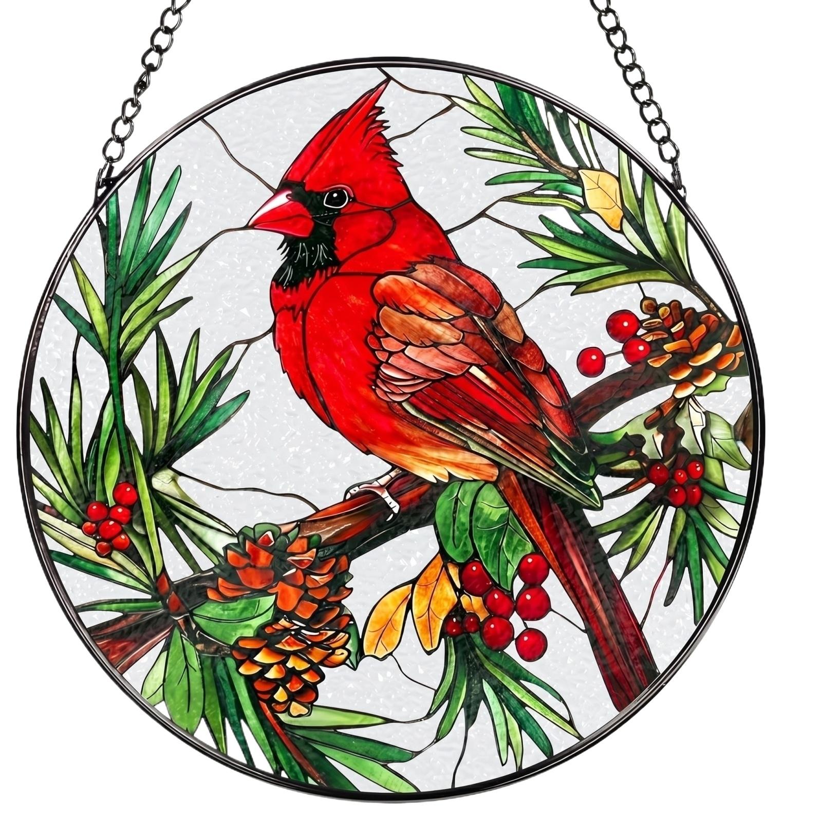 Stained Glass Window Decoration Cardinal Bird Hanging Ornament Round Suncatcher Art Home Decor Seasonal Display One Size
Stained Glass Window Decoration Cardinal Bird Hanging Ornament Round Suncatcher Art Home Decor Seasonal Display One Size