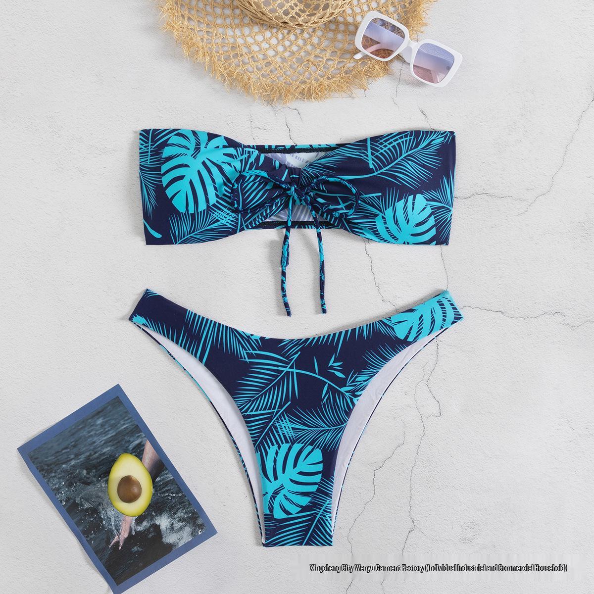 25 New European Print Strapless Backless Bikini Set for Young Women - Sexy Low Waist Swimsuit Large темно-синього кольору
25 New European Print Strapless Backless Bikini Set for Young Women - Sexy Low Waist Swimsuit Large темно-синього кольору