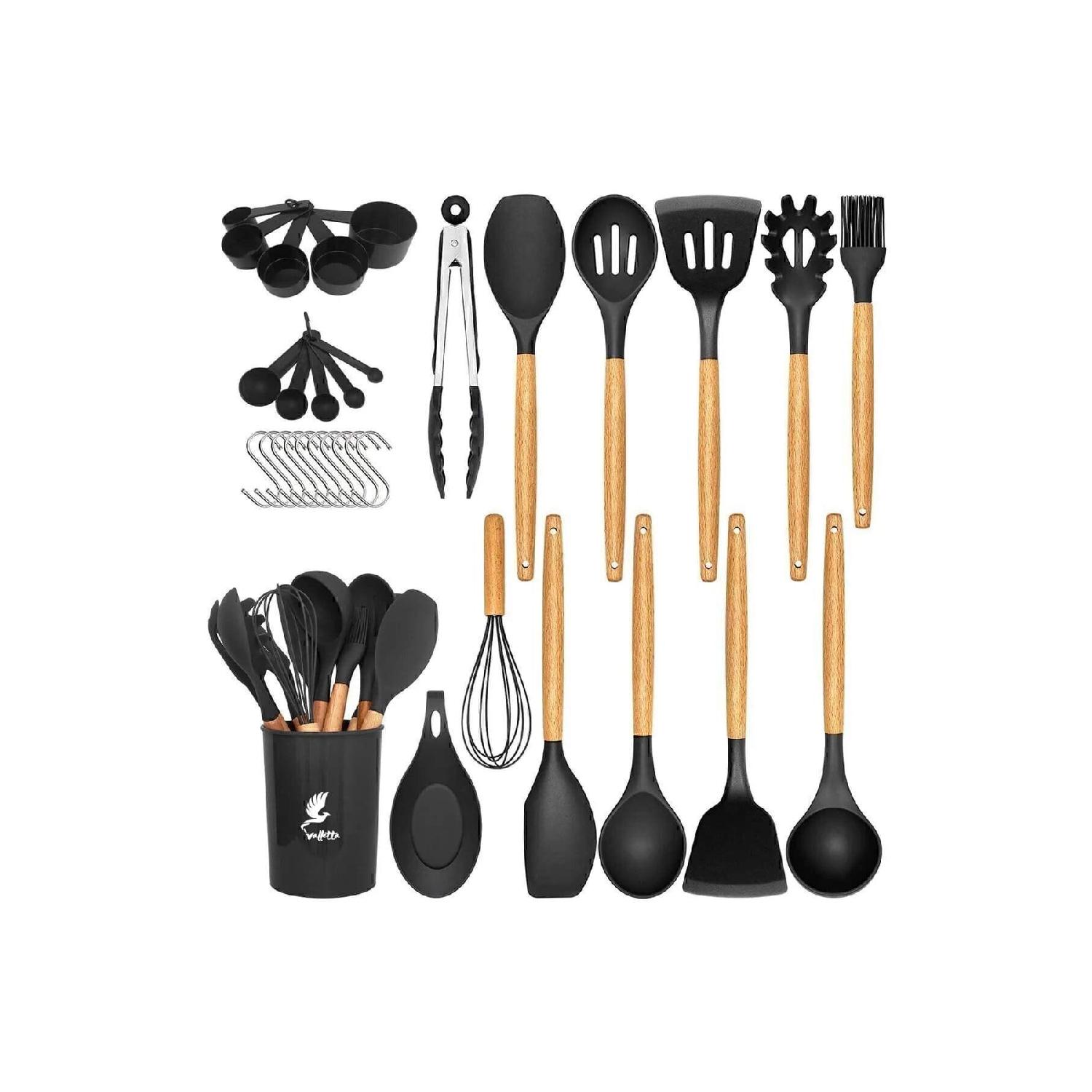 Mikla Heat Resistant Fireproof Nonstick 33 Piece Silicone Spatula Kitchen Set Black червоний
Mikla Heat Resistant Fireproof Nonstick 33 Piece Silicone Spatula Kitchen Set Black червоний