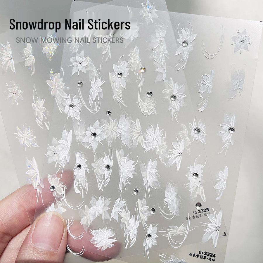 Tomoni Iridescent White Snowdrop Nail Stickers - Elegant Crystal Diamond Semi-Transparent Flowers, Thin & Flexible Decals.
Tomoni Iridescent White Snowdrop Nail Stickers - Elegant Crystal Diamond Semi-Transparent Flowers, Thin & Flexible Decals.