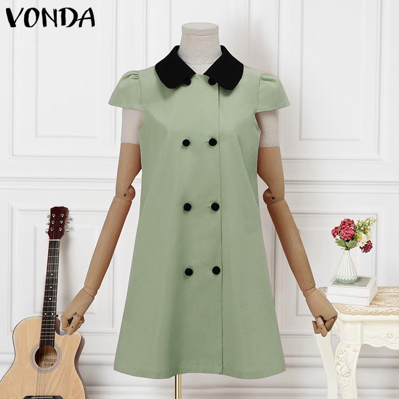 VONDA Летнее женское повседневное мини-платье с кукольным воротником и коротким рукавом
VONDA Летнее женское повседневное мини-платье с кукольным воротником и коротким рукавом