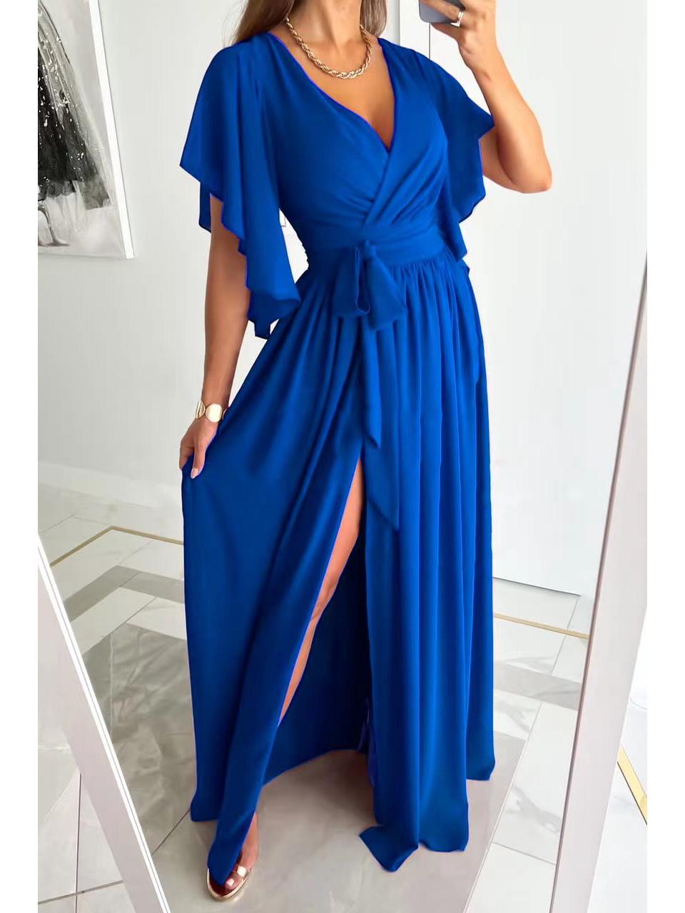 2022 Autumn Solid Color Bell Sleeve V-Neck Floor-Length Dress for Women Small синій
2022 Autumn Solid Color Bell Sleeve V-Neck Floor-Length Dress for Women Small синій