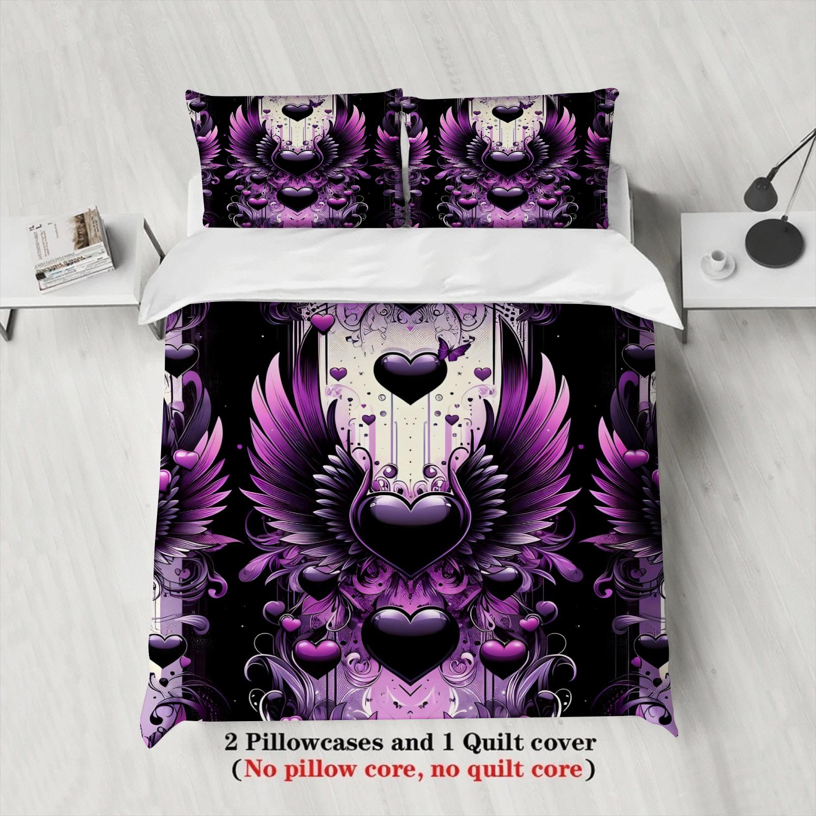 Gothic Heart Wings Duvet Cover Set Purple Black Bedding Set With 2 Pillowcases For Gothic Lovers Bedroom Twin Queen King Size 135x200cm
Gothic Heart Wings Duvet Cover Set Purple Black Bedding Set With 2 Pillowcases For Gothic Lovers Bedroom Twin Queen King Size 135x200cm