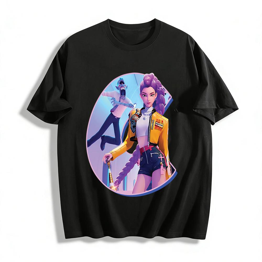 Hip-hop Style Purple Hair Cool Girl Vs Monster Print T-shirt Unisex Streetwear Trendy Top Pure cotton T-shirt XXS
Hip-hop Style Purple Hair Cool Girl Vs Monster Print T-shirt Unisex Streetwear Trendy Top Pure cotton T-shirt XXS