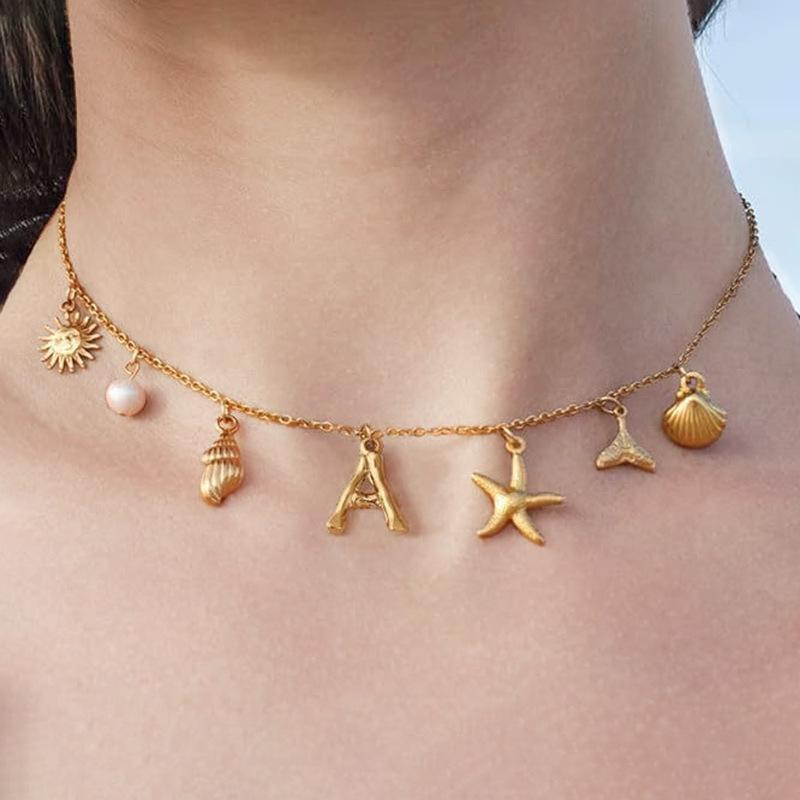 Gold Ocean Themed Layered Necklace Set Mermaid Tail Seashell Starfish Beach Jewelry for Women
Gold Ocean Themed Layered Necklace Set Mermaid Tail Seashell Starfish Beach Jewelry for Women