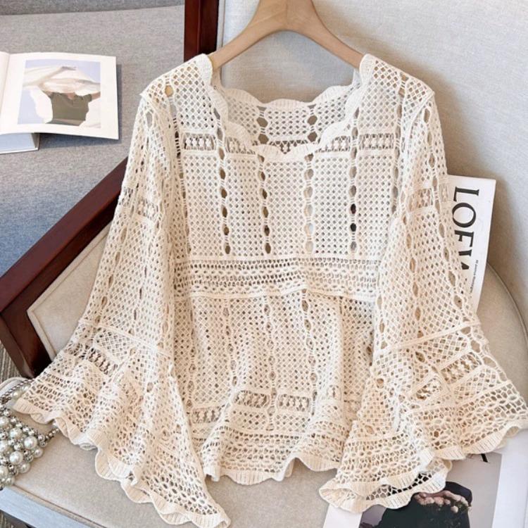 Кардиган женский трикотажный с вырезами во французском стиле, с рукавами-колоколами - Ленивый, свободный крой с защитой от солнца абрикосовый
Кардиган женский трикотажный с вырезами во французском стиле, с рукавами-колоколами - Ленивый, свободный крой с защитой от солнца абрикосовый