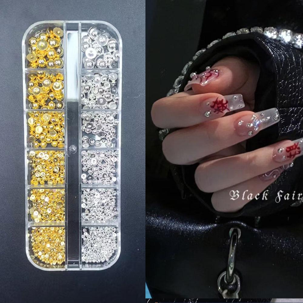 Versatile Punk Style Gold & Silver Nail Art Rivets: Semicircle Solid Beads in Various Sizes
Versatile Punk Style Gold & Silver Nail Art Rivets: Semicircle Solid Beads in Various Sizes