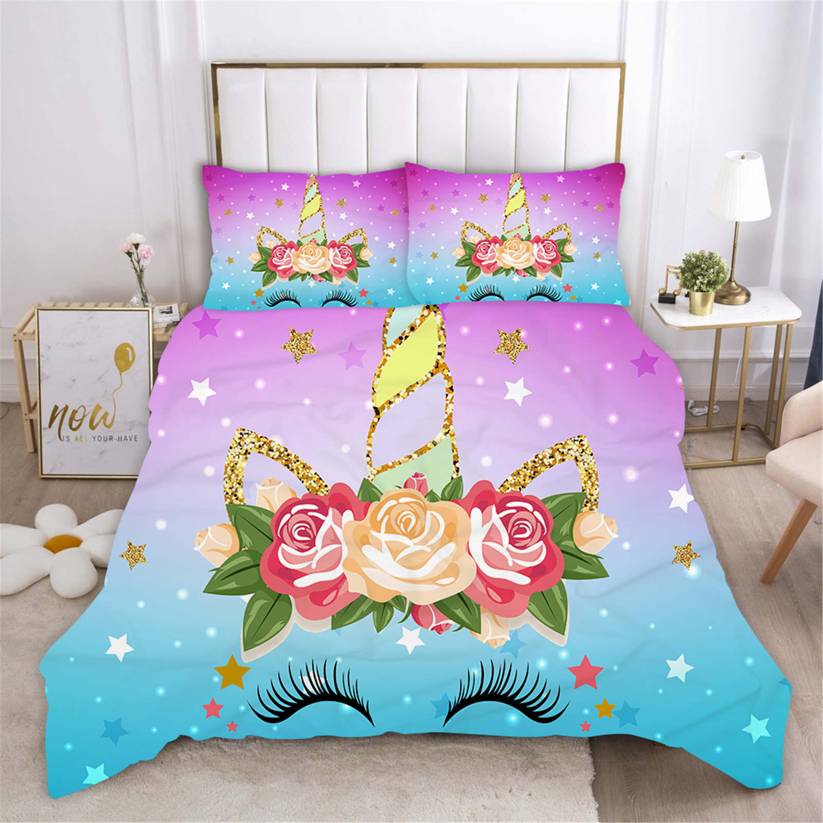 Cartoon Quilt Cover Rainbow Unicorn Anime Children Set Queen And Twin Size Bedding Grade A Printed Comforter King 135x200cm
Cartoon Quilt Cover Rainbow Unicorn Anime Children Set Queen And Twin Size Bedding Grade A Printed Comforter King 135x200cm