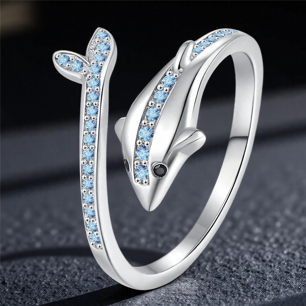 Cute Female Blue Zircon Stone Open Dolphin Animal Wedding Rings Promise Adjustable Gold Color Engagement Jewelry For Women resizable
Cute Female Blue Zircon Stone Open Dolphin Animal Wedding Rings Promise Adjustable Gold Color Engagement Jewelry For Women resizable