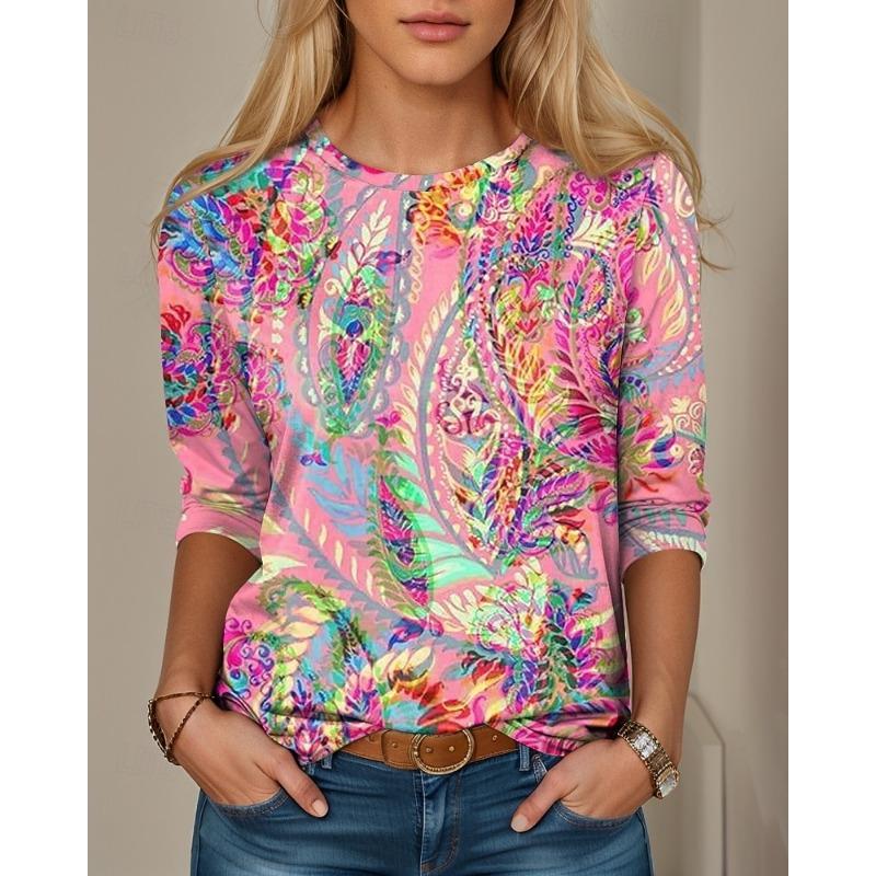 Women s T shirt Long Sleeve Casual Print Regular Tops Daily Pink Spring Fall Prefall S
Women s T shirt Long Sleeve Casual Print Regular Tops Daily Pink Spring Fall Prefall S