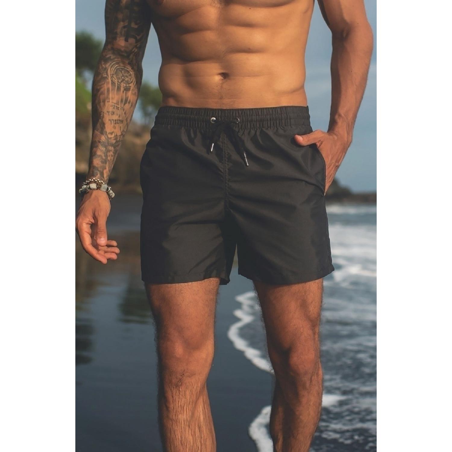 Мужской базовый купальный костюм стандартного размера с карманами и морскими шортами S чёрный 
Мужской базовый купальный костюм стандартного размера с карманами и морскими шортами S чёрный