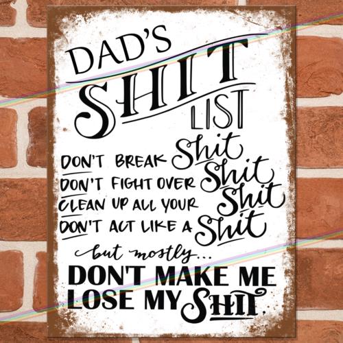 DADS LIST Funny Metal Signs Father Kitchen Bar Garage Shed Pub Joke Tin Sign UKAluminum 20x30cm(7.8x11.8inch)
DADS LIST Funny Metal Signs Father Kitchen Bar Garage Shed Pub Joke Tin Sign UKAluminum 20x30cm(7.8x11.8inch)