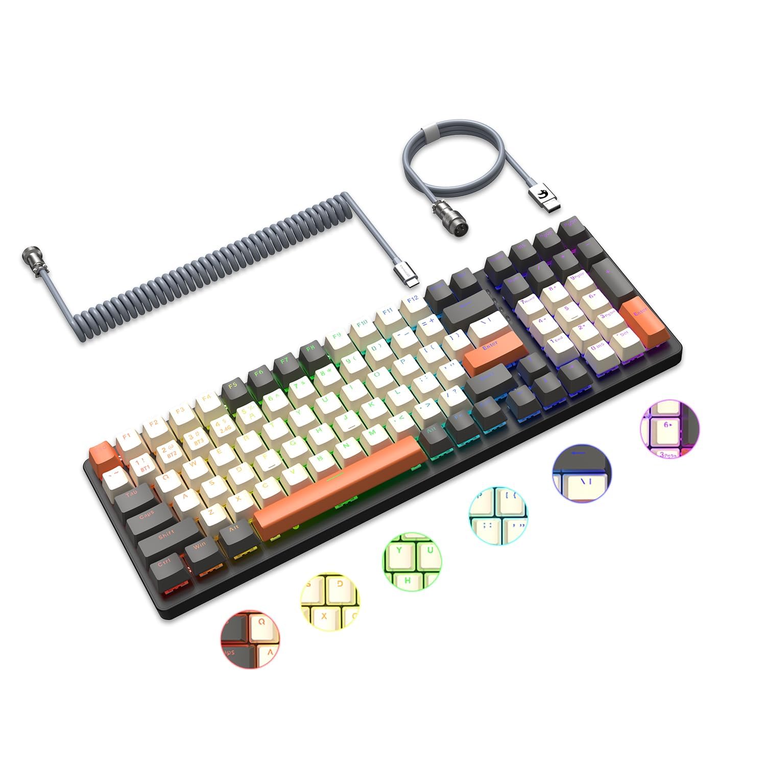 K6 Wireless Keyboard 3 Modes Mechanical Hot Swap 4000mAh Coiled USB Cable Blue Axis Keyboard 18 RGB Backlit Blue Switch Shimmering Axis for
K6 Wireless Keyboard 3 Modes Mechanical Hot Swap 4000mAh Coiled USB Cable Blue Axis Keyboard 18 RGB Backlit Blue Switch Shimmering Axis for