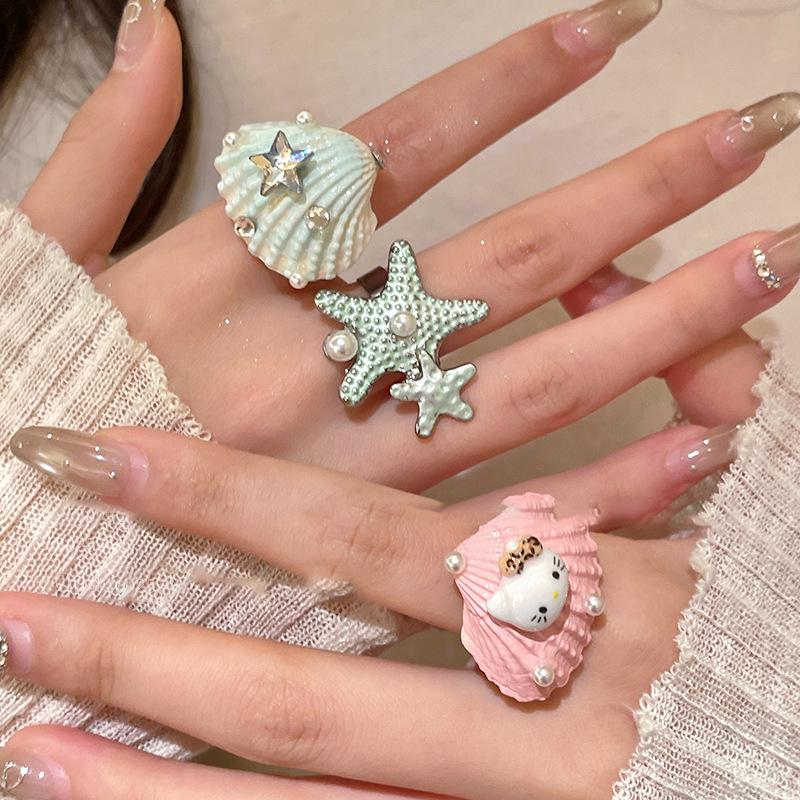 KT cat starfish shell open ring cute niche design high sense fashion versatile temperament jewelry women
KT cat starfish shell open ring cute niche design high sense fashion versatile temperament jewelry women