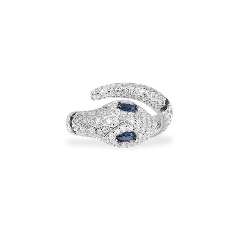 Серебряное кольцо в форме змеи с индивидуальным дизайном, открытое женское высокое ювелирное искусство