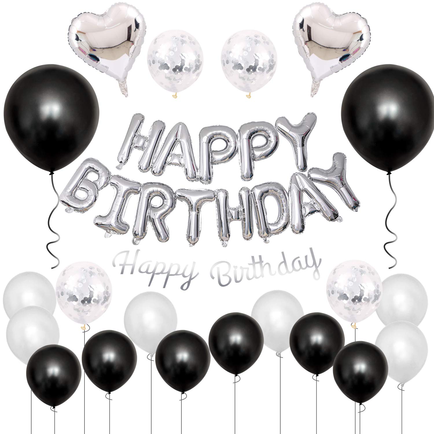 GRESATEK Birthday Balloon Decoration Set Garland Heart Balloons Confetti Dot Seal Ribbon Silver Black Party Celebration
GRESATEK Birthday Balloon Decoration Set Garland Heart Balloons Confetti Dot Seal Ribbon Silver Black Party Celebration