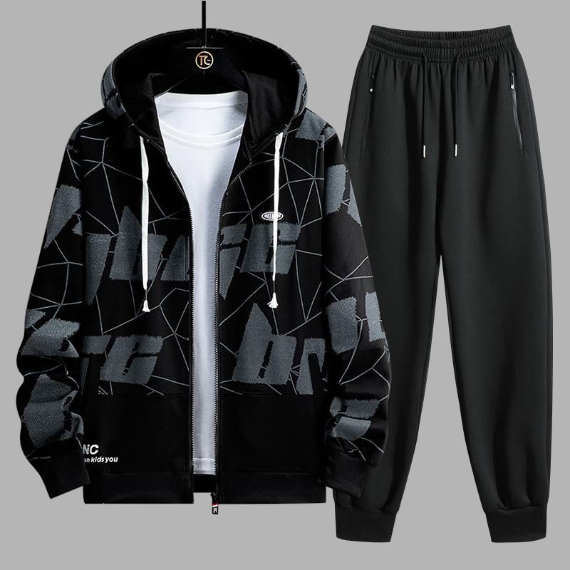 Весенне-осенний комплект Мужской свободный кардиган с длинными рукавами Универсальный комплект из двух предметов M черный серый
Весенне-осенний комплект Мужской свободный кардиган с длинными рукавами Универсальный комплект из двух предметов M черный серый